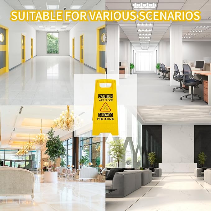 12 Pack A-Frame Caution Wet Floor Safety Signs,Foldable Double Sided Warning - Image 7