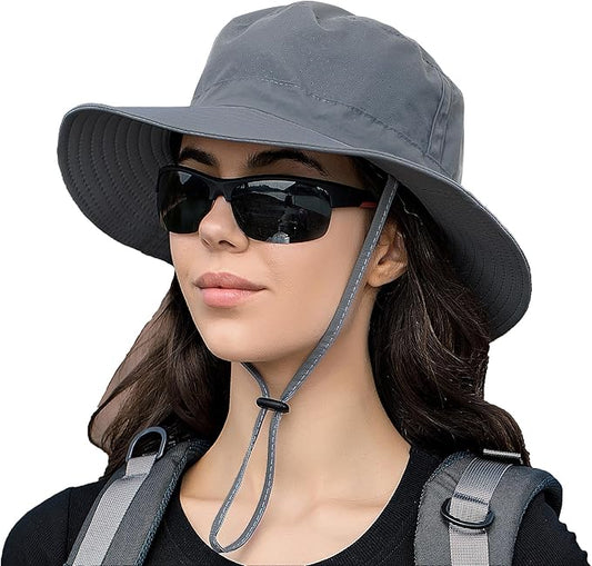 Rosoz Sun Hat for Men Women Boonie Bucket Hat Wide Brim Breathable Cooling Fishing Hats Safari Beach Garden UV Protection