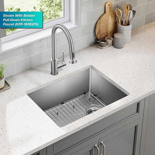 KRAUS Fairlane 25-inch Undermount Single Bowl 18-Gauge Stainless Steel Kitchen Sink, KHU641-25