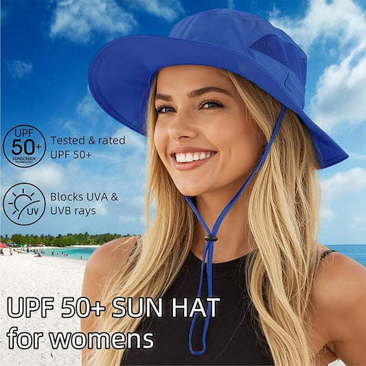 Connectyle Women's UPF 50+ Sun Hat UV Protection Wide Brim Bucket Hat Summer Beach Hats Fishing Hiking Outdoor Safari Hats