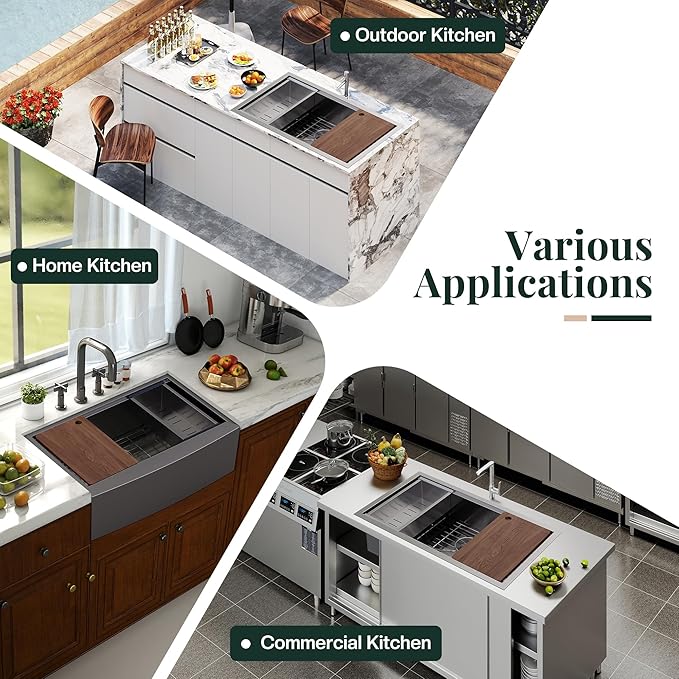 44.3-Inch Undermount Kitchen Sink Workstation, 16 Gauge 304 Stainless Steel Single Bowl Kitchen Sink with Cutting Board, Drying Rack, Roll-Up Rack and Drain Assembly