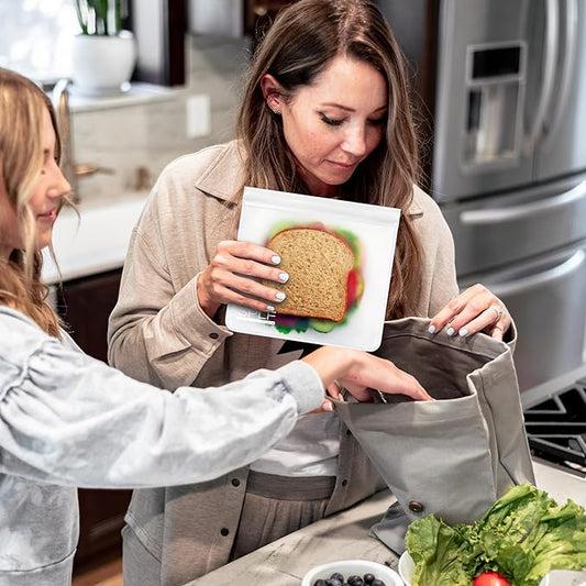 SPLF 10 Pack Reusable Sandwich Bags, Reusable Quart Bags Extra Thick Leak-proof Freezer Bags Bpa and Silicone Free for Marinate Meats, Cereal, Sandwich, Travel Items, Home Organization