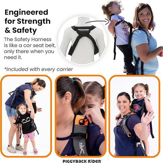 Piggyback Rider - Scout Standing Child Carrier Backpack for Events & Travel - Complete Parent & Child Set with Secure Safety Harness for Ages 2-4, Toddler Carrier Up to 50lbs