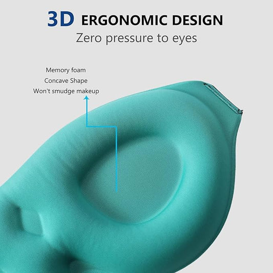 ALASKA BEAR 100% Blackout Sleep Mask for Women and Men, 3D Pillowy Soft Light Blocking Eye Mask with Contoured Eye Cups, Earplugs Set, Blue