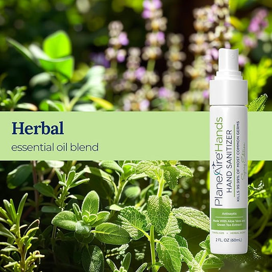 Signature Herbal Spray Hand Sanitizer | Travel Size | Hydrate & Cleanse | Made with Aloe Vera & Green Tea Extract | Blend of Essential Oils Including Peppermint & Lavender | Travel Essential | 3-Pack