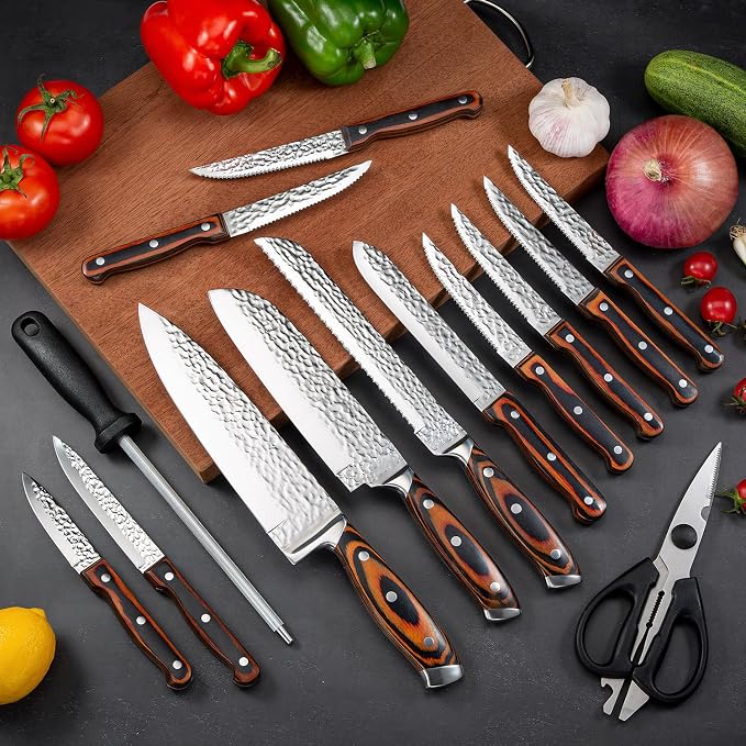 Kitchen Knife Sets with Block, 15-Piece High Carbon Stainless Steel Knife Block - Image 8