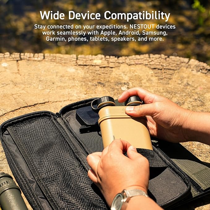 ELECOM NESTOUT Rugged Power Bank, 15000mAh Outdoor Charger, 32W USB-C Fast Charging PD, Waterproof IP67, Durable Shockproof, Battery Pack for iPhone Tablet Hiking Travel Camping (Beige, 15000mAh)