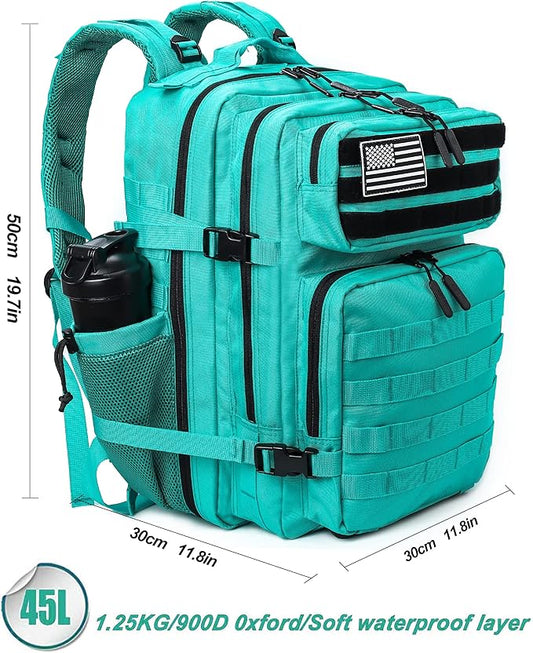 LHI Military Tactical Backpack for Men and Women 45L Army 3 Days Assault Pack Bag Large Rucksack with Molle System-Mint Green