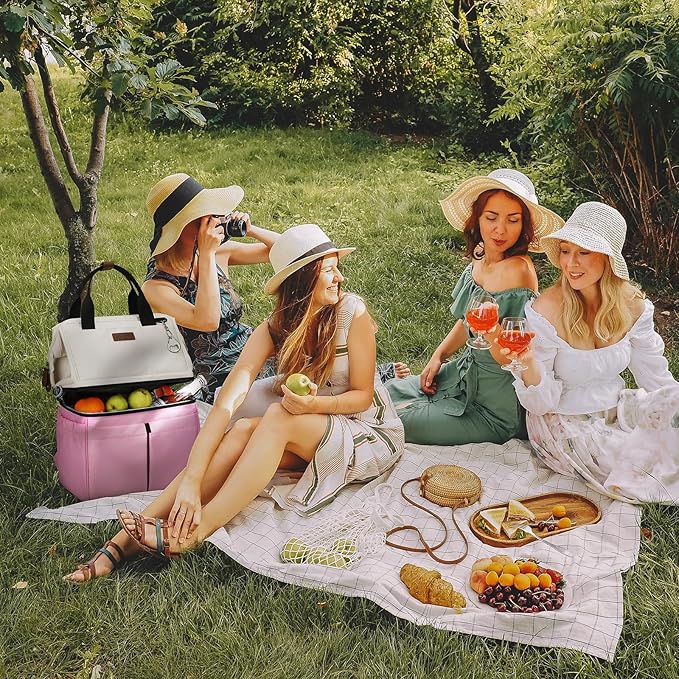 Maelstrom Cooler Backpack, 36 Cans Insulated Backpack Cooler, Soft Leakproof Double Deck Cooler Bag, Lightweight Lunch Backpack for Men & Women,Perfect for Beach Travel, Camping & Work-Beige Pink