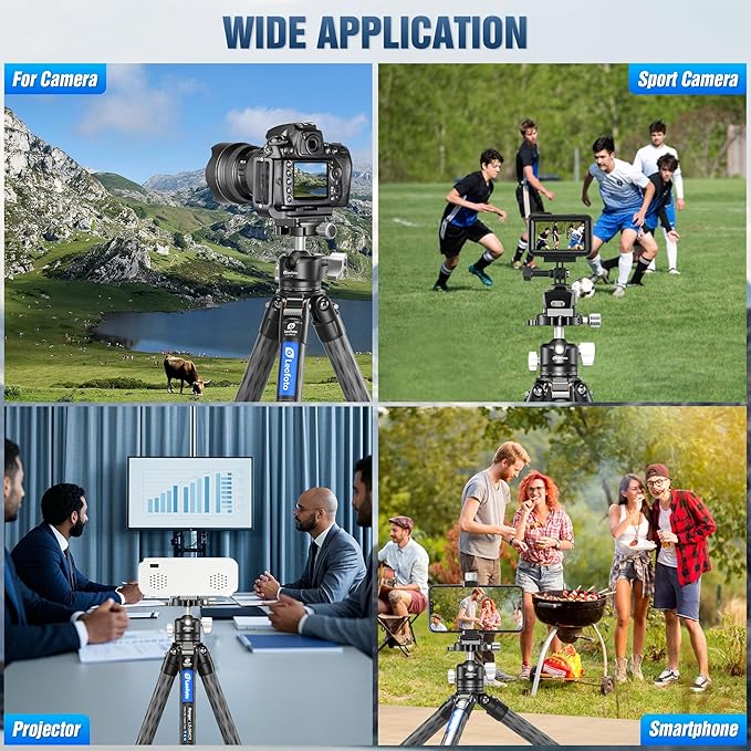 Carbon Fiber Tripod for Camera with 360° Panoramic Ball Head, 67" Compact Lightweight Travel Tripod for DSLR Video Camcorder, Max Load 10kg/22lbs