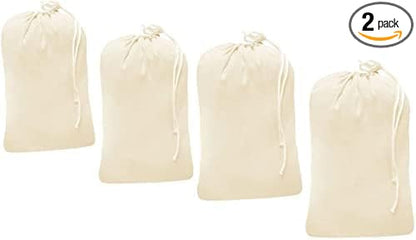 4 Pack - Extra Large Cotton Laundry Bag, Heavy Duty Large Laundry Bags 24 x 36 by QUBA+LINEN