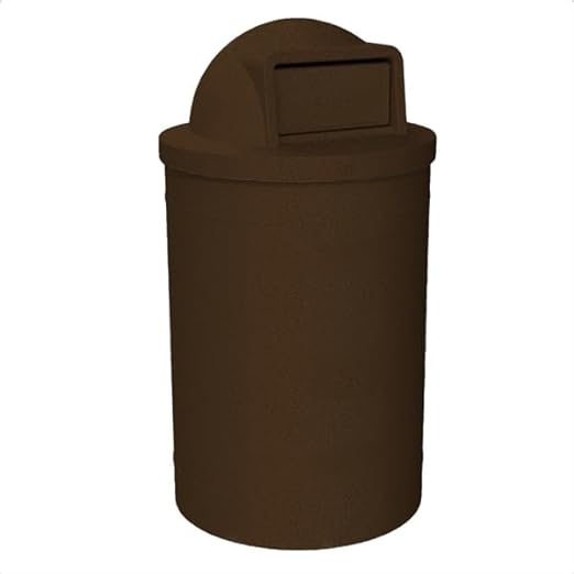 55 Gallon Circle 100% Recycled Plastic Heavy Duty Outdoor Trash Can with Push Open Dome Lid and Internal Liner - Brown Granite