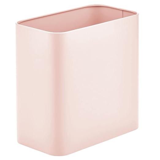mDesign Metal Wastepaper Bin — Compact Rectangular Bathroom Bin — Rubbish Basket by mDesign