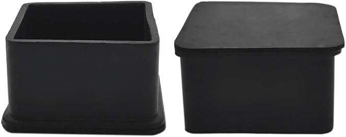 Flyshop Heavy Duty Non-Slip Rubber Leg Tips Floor Protectors Square Chair Leg Caps 50 x 50 mm, 2" x 2", Black, 20PCS