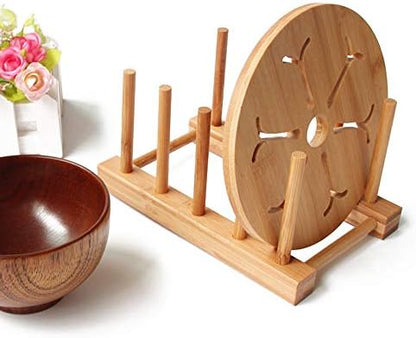 YWSHF Bamboo Wooden Dish Rack Dishes Drainboard Drying Drainer Storage Holder - Image 4
