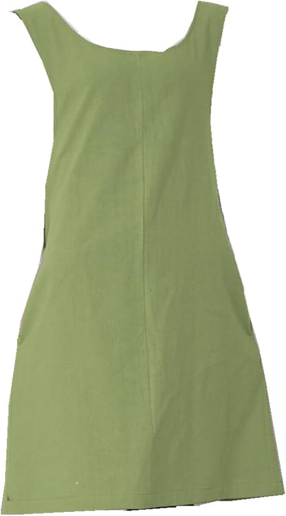 Cotton Linen Japanese Apron Halter Cross Back Bandage X Shape Aprons Two Pockets by AOBBYBBS
