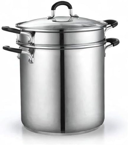 Cook N Home 4-Piece Stainless Steel Pasta Cooker Steamer Multipots, 12 Quart - Image 8
