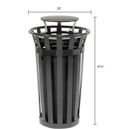 Global Industrial 24 Gallon Heavy-Duty Outdoor Metal Slatted Round Trash - Image 8