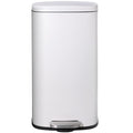 AthLike Trash Can, Stainless Steel Kitchen Garbage Can, Step Waste Bin with Hinged Lid and Removable Inner Bucket, Soft-Close, Dustbin for Bathroom Bedroom Living Room Home (White, 8 Gal)