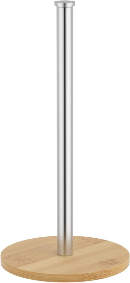 Wooden Paper Towel Holder Countertop, Non-Slip Base, Stainless Steel, by CHIKESI