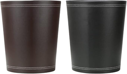 KINGFOM Classic Pu Leather Trash Can Wastebasket, Small Garbage Container Can - Image 8