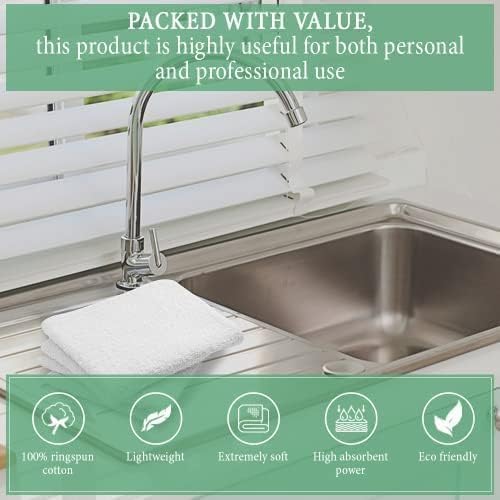 100% Cotton Terry Towel Cleaning Rags Pearl White 14'x17'|Pack of 100|Soft - Image 5