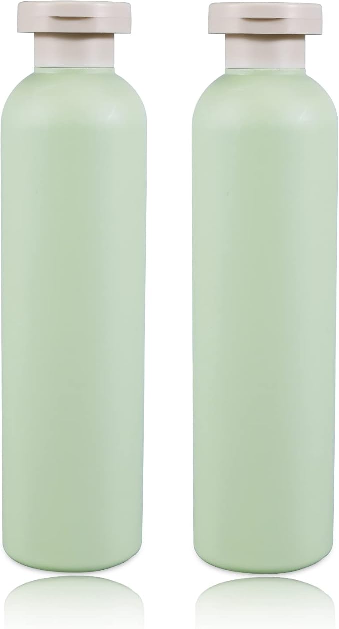 13.5oz Squeeze Bottles with Flip Cap, Refillable Plastic Travel Bottles for Creams, Lotion, Shampoo, Conditioner (2 Pcs)