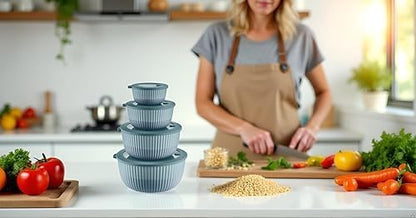 Mixing Bowls with Lids, 8-Piece Airtight Leak-Proof Nesting BPA-Free Bowl Set - Image 6