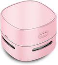 ODISTAR Desktop Vacuum Cleaner, Mini Table dust Sweeper Energy Saving,High Endurance up to 400 mins,360º Rotatable Design for Keyboard/Home/School/Office (Pink Charging)