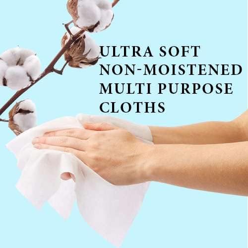 Disposable Dry Wipes, 500 Pack – Ultra Soft Non-Moistened Cleansing Cloths - Image 2
