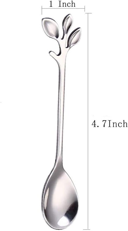 AnSaw Elegant Silver Leaf Coffee Spoons - Image 2