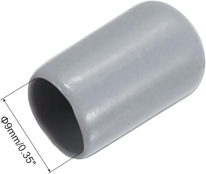 uxcell 20pcs Rubber End Caps 9mm ID Vinyl PVC Round Tube Bolt Cap Cover Screw Thread Protectors Grey