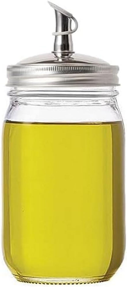 Jarware Stainless Steel Oil Cruet Lid, Regular Mouth Mason Jar Pour Spout Lid by Jarware