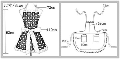 Hyzrz Cute Apron Retro Black Polka Dot Retro Ruffle Side Vintage Cooking Aprons - Image 7
