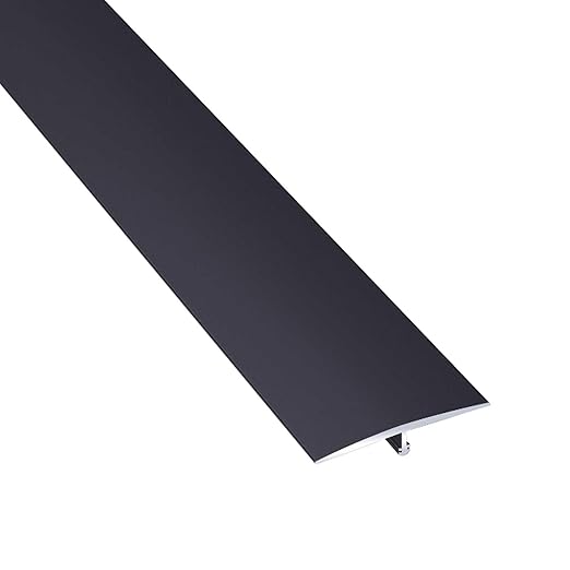 10Pcs Aluminum T Molding Floor Transition Strip, 48In Aluminum T Molding Trim, Floor Strip Floor Flat Divider Strip for Joining Floor Gaps, Threshold, Floor Tiles (Black, 4ft x 1.57in 10Pcs)