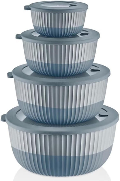 Mixing Bowls with Lids, 8-Piece Airtight Leak-Proof Nesting BPA-Free Bowl Set by Unknown