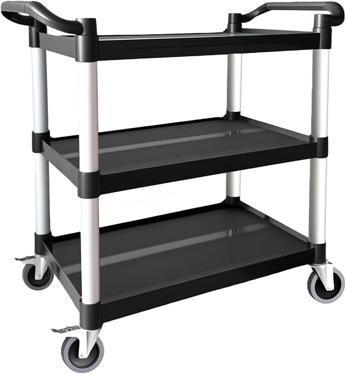 Plastic Utility Carts with Wheels, 3-Tier Rolling Service Cart, 300 lbs Heavy by Unknown