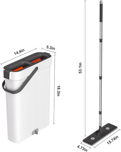 Mop and Bucket with Wringer Set, Hands Free Flat Floor Mop and Bucket, 4 - Image 8