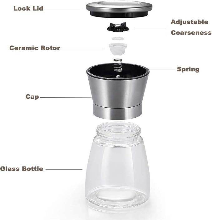 Salt and Pepper Grinder Set of 2, Premium Stainless Steel Spice Mill - Image 2