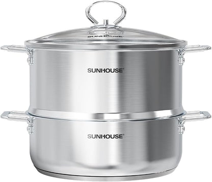 SUNHOUSE 2-Tier Stainless Steel Steamer Pot by SUNHOUSE