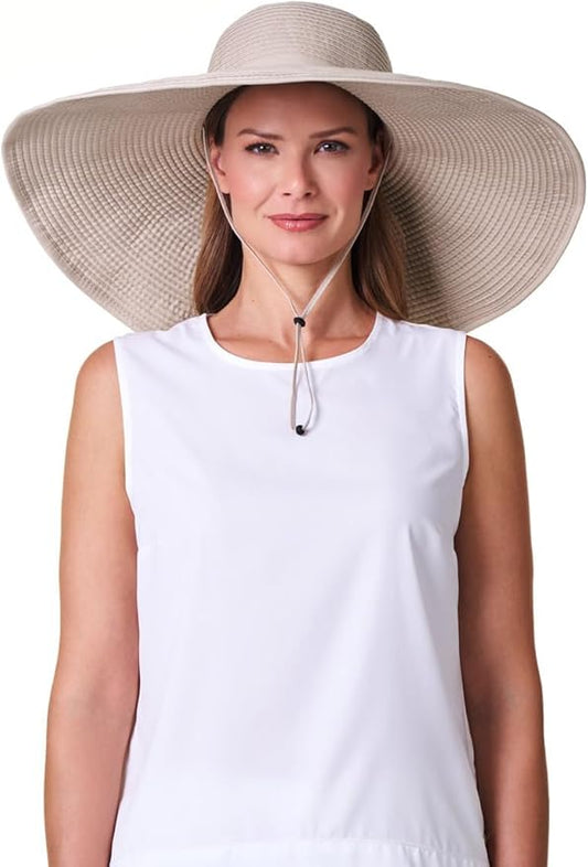 Women's Wide Brim Poolside Hat - UPF 50 Sun Protection - Elegant and Packable - Shelby (One Size)