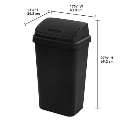 Sterilite 16-Pack Swing Top Wastebasket, Sleek Square Profile Trash Can - Image 3