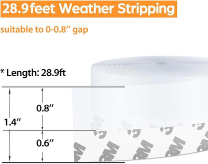 28.9 Ft Weather Stripping Door Seal Strip Tape, Silicone Door Draft Stopper - Image 2