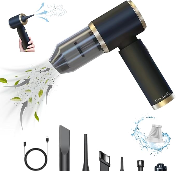 Car Vacuum Handheld 20000 PA 4in1 Cordless Rechargeable Multi-Functional Compact Powerful Suction Brushless Motor Compressed Air Duster Washable HEPA Filter Mini Home Office Pet Gift Men Women