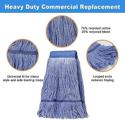 Pack of 6 Heavy Duty Commercial Looped End Cotton Mop, String Cotton Mop Refill - Image 2