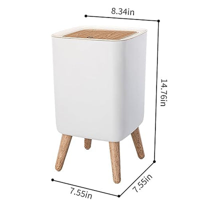 WanWanKa Mini White Plastic Trash Can, 2.6 Gallon Capacity, Slim Design - Image 8