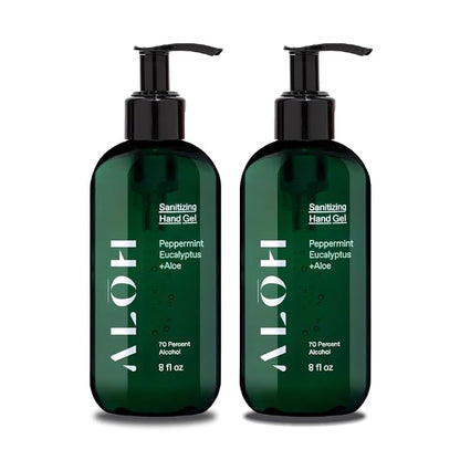 ALŌH Sanitizing Hand Gel 2-pack | Peppermint Eucalyptus + Aloe | 70% Alcohol by AL%C5%8CH
