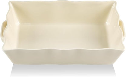 Sweejar Casserole Dishes for Oven, Ceramic 9x13 Baking Dish, Wave Edge Bakeware by Sweejarco1949