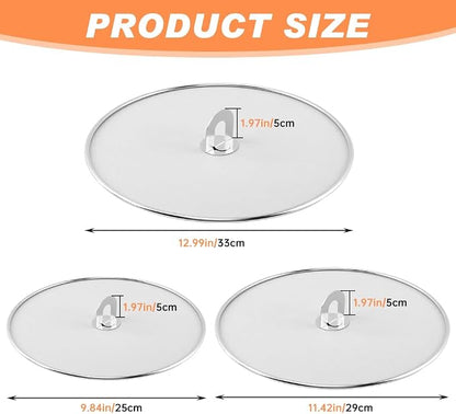 Splatter Screen for Frying Pan, 3 Pack Stainless Steel Extra-Fine Mesh Grease - Image 9