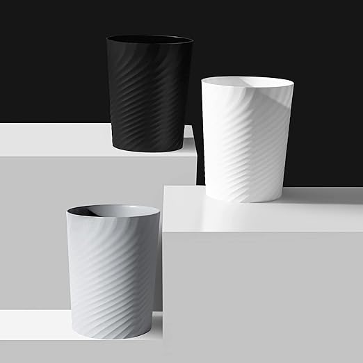 UUJOLY Plastic Small Trash Can Wastebasket, Garbage Container Basket for Bathrooms, Laundry Room, Kitchens, Offices, Kids Rooms, Dorms, (White, 1.8 Gallon/2 Pack)